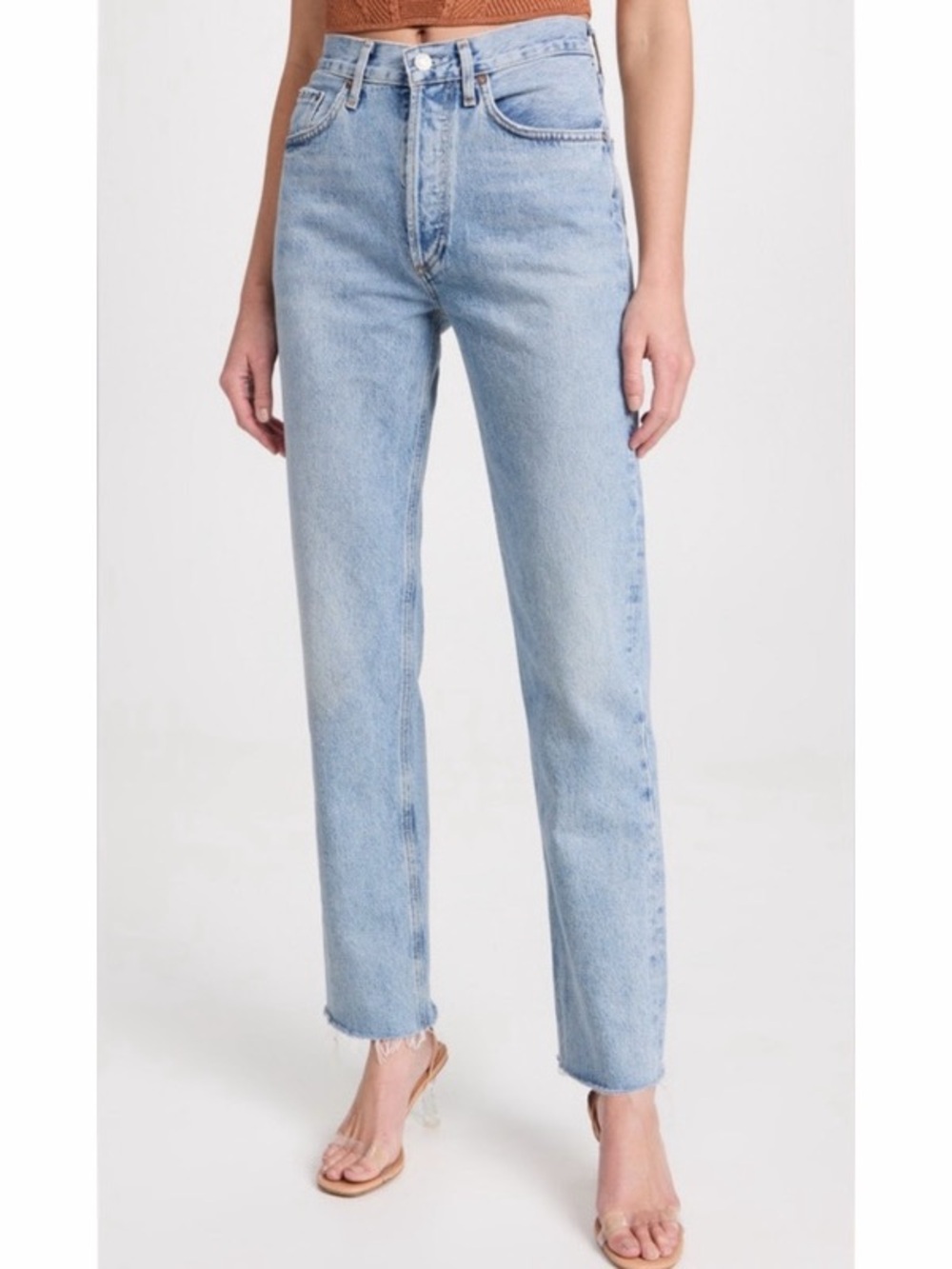 NEW Agolde Lana Distressed Mid-Rise Straight-Leg Organic Jeans Womens Size 25 - Picture 2 of 6